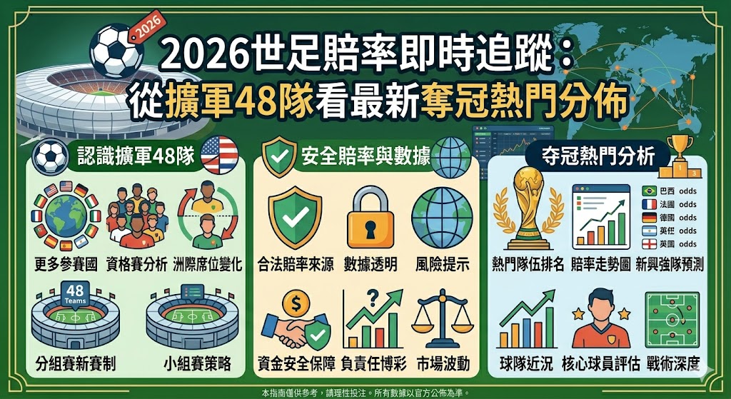 2026世足賠率即時追蹤：從擴軍48隊看最新奪冠熱門分佈